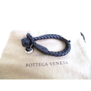 Photo: BOTTEGA BENETA Intrecciato Black Leather Bangle Bracelet XS #9543