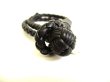 Photo4: BOTTEGA BENETA Intrecciato Black Leather Bangle Bracelet XS #9543