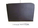 Photo: LOUIS VUITTON Epi Black Leather Clutch Bag Document Case Pochette Jour GM #9545
