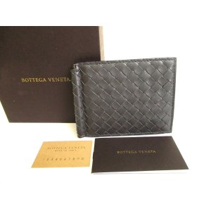 Photo: BOTTEGA VENETA Intrecciato Dark Gray Leather Bifold Bill Wallet #9546