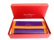 Photo12: Salvatore Ferragamo Purple and Orange Leather Bifold Long Flap Wallet #9549