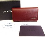 Photo: PRADA Bordeaux Saffiano Metal Leather 6 Pics Key Cases #9552
