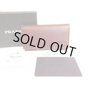 Photo: PRADA Bordeaux Saffiano Metal Leather 6 Pics Key Cases #9552