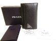 Photo1: PRADA Black Saffiano Leather 6 Pics Key Cases #9554