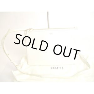 Photo: CELINE White Leather Crossbody Bag Purse Trio Pouch Large #9556