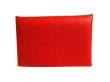 Photo2: HERMES Red Veau Epson Leather Card Case Card Holder Calvi #9559