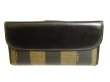 Photo2: FENDI Khaki Pecan PVC Canvas Black Leather Bifold Long Wallet #9560