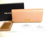 Photo: PRADA Saffiano Cipria Leather Bifold Long Flap Wallet #9567