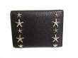 Photo2: Jimmy Choo Metal Stars Black Leather Trifold Wallet Compact Wallet #9568