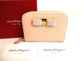 Photo: Salvatore Ferragamo Vala Light Pink Leather Round Zip Coin Purse #9569