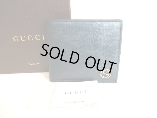 Photo1: GUCCI InterlockingG Metallic Green Leather Bifold Wallet Compact Wallet #9571