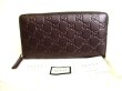 Photo1: GUCCI Guccissima Dark Brown Leather Round Zip Long Wallet #9576