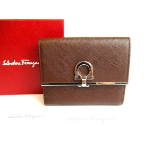 Photo: Salvatore Ferragamo Gancini Dark Brown Leather Bifold Wallet #9578