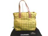 Photo: CHANEL New Travel Khaki Green Canvas Tote Bag Hand Bag Shoppers Bag #9579