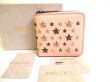 Photo1: Jimmy Choo Metal Stars Light Pink Leather Bifold Wallet Compact Wallet #9589