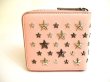 Photo2: Jimmy Choo Metal Stars Light Pink Leather Bifold Wallet Compact Wallet #9589