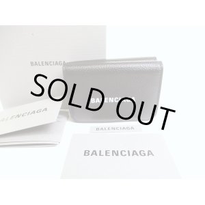 Photo: BALENCIAGA Black Leather Trifold Cash Mini Wallet Purse #9591