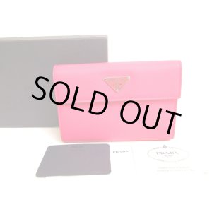 Photo: PRADA Peonia Pink Nylon Black Leather Bifold Wallet Purse #9592