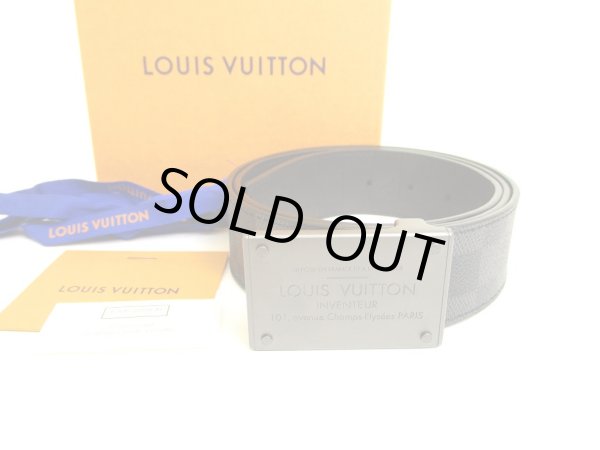 Photo1: LOUIS VUITTON Damier Graphite Infini Inventure Buckle Belt Size M #9596