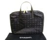 Photo1: CHANEL New Travel Black Canvas Briefcase Business Bag Document Bag #9602