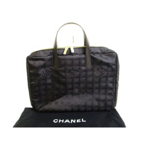 Photo: CHANEL New Travel Black Canvas Briefcase Business Bag Document Bag #9602