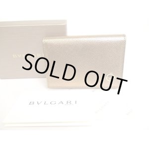 Photo: BVLGARI Bronze Beige Leather Business Card Case Card Holder #9605