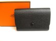 Photo1: HERMES Black Veau Epson Leather Card Case MC2 Card Holder #9607