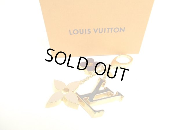 Photo1: LOUIS VUITTON Gold Metal Bag Charm Key Holder Sac Fleures du monogram #9609