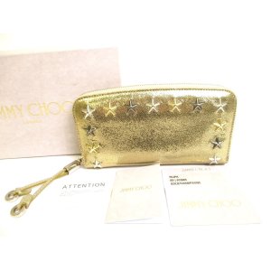 Photo: Jimmy Choo Metal Stars Gold Leather Round Zip Wallet FILIPA #9610