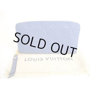 Photo: LOUIS VUITTON Monogram Empreinte Blue Leather Zippy Wallet #9612