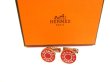 Photo1: HERMES Red Enamel Palladium Finishing Serie Cufflinks Cuffs #9616