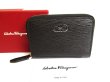 Photo1: Salvatore Ferragamo Gancini Black Leather Coin Purse # 9617