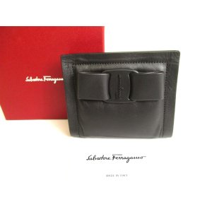 Photo: Salvatore Ferragamo Vala Black Soft Leather Bifold Wallet #9618