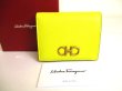 Photo1: Salvatore Ferragamo Gancini Yellow Leather Bifold Wallet #9619