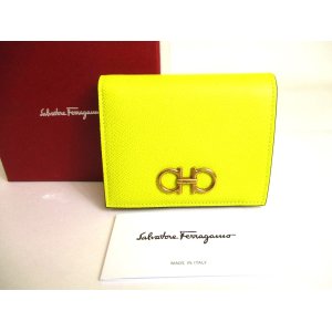 Photo: Salvatore Ferragamo Gancini Yellow Leather Bifold Wallet #9619