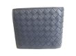 Photo2: BOTTEGA VENETA Intrecciato Navy Blue Leather Bifold Wallet Compact Wallet #9622