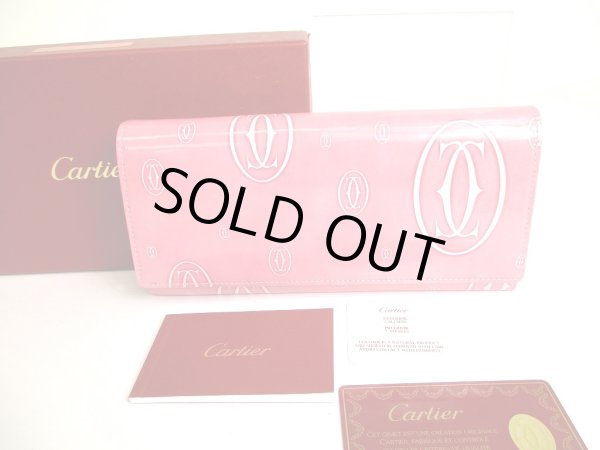 Photo1: Cartier Happy Birthday Pink Calf Leather Bifold Long Wallet #9627