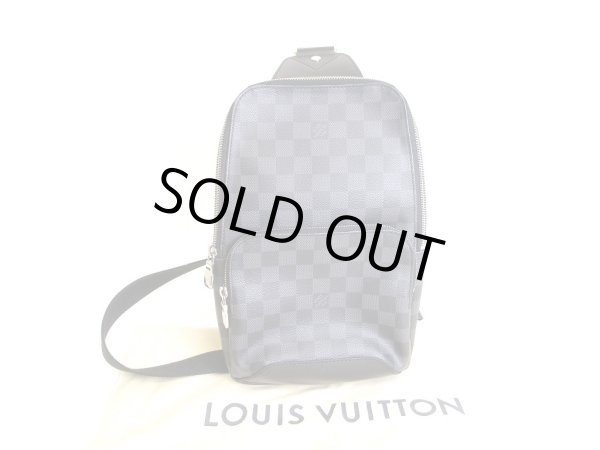 Photo1: LOUIS VUITTON Damier Graphite Leather Body Bag Crossbody Bag Avenue #9628