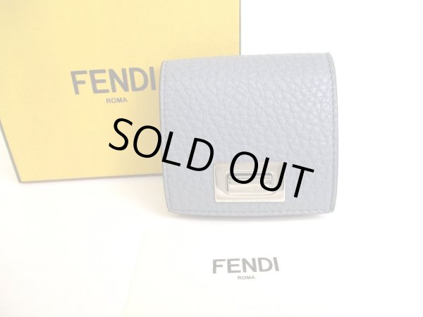 Photo1: FENDI Peekaboo Gray Leather Palladium Plated Square Coin purse #9629