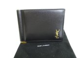 Photo: Saint Laurent Paris Black Leather Bifold Bill Wallet Purse #9632