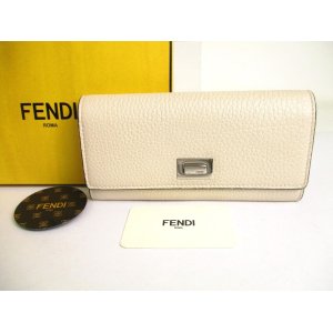 Photo: FENDI Peekaboo Beige Leather Flap Long Wallet #9633