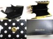 Photo9: miumiu Black Madras Leather Dot Pattern Trifold Wallet Compact Wallet #9636