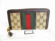 Photo1: GUCCI GG Brown Canvas Round Zip Wallet #9643