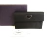 Photo1: PRADA Black Nylon and Leather Trifold Wallet Purse #9649