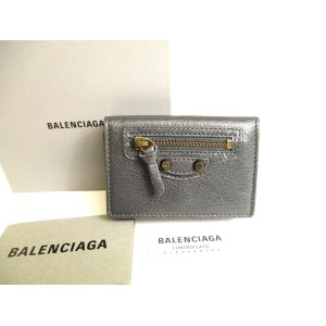 Photo: BALENCIAGA Dark Gray Leather Trifold Mini Wallet Classic #9653