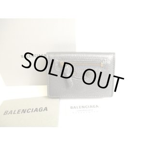 Photo: BALENCIAGA Dark Gray Leather Trifold Mini Wallet Classic #9653