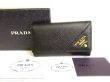 Photo1: PRADA Black Saffiano Metal Leather 6 Pics Key Cases #9661