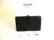 Photo1: CELINE Black Grained Leather Large Strap Wallet Long Wallet #9663