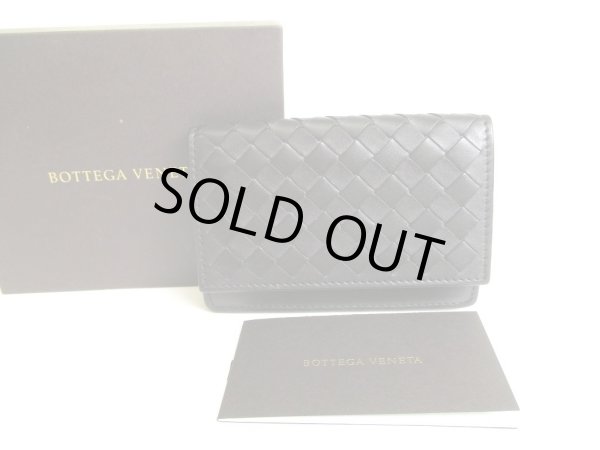 Photo1: BOTTEGA VENETA Intrecciato Black Leather Business Card Holder #9664