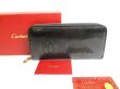 Photo1: Cartier Happy Birthday Blck Calf Leather Zippy Wallet Purse #9666